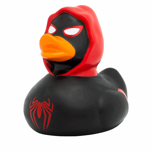 black spidy duck red